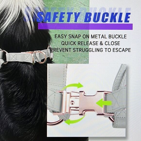 Soft Leather No Pull Dog Harness Gray/ Rose Gold Medium New! - Picture 4 of 9